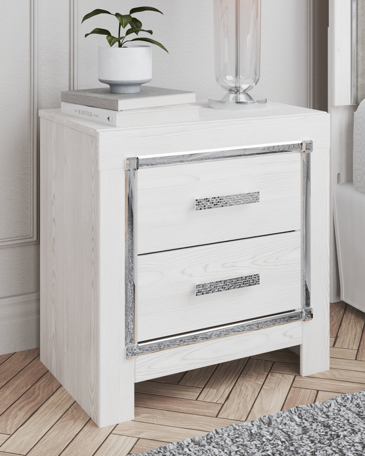 J&M Furniture - Ashley Furniture - Altyra Nightstand - Two Drawer Night Stand / White - B2640-92
