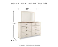 Willowton Twin Panel Bed, Dresser and Mirror