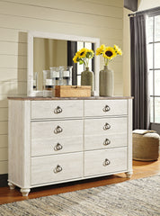 J&M Furniture - Ashley Furniture - Willowton Dresser and Mirror - Dresser and Mirror / Whitewash - B267B1