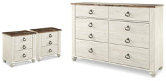 J&M Furniture - Ashley Furniture - Willowton Dresser and 2 Nightstands - Dresser and 2 Nightstands - B267B60
