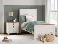 J&M Furniture - Ashley Furniture - Willowton Twin Panel Bed - Twin Panel Bed / Whitewash - B267B15