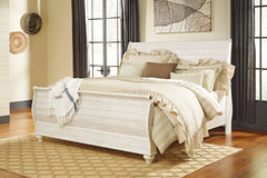 J&M Furniture - Ashley Furniture - Willowton Queen Sleigh Bed - Queen Sleigh Bed / Whitewash - B267B4