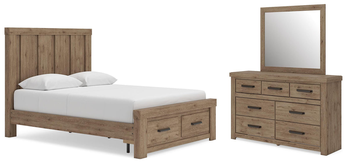 J&M Furniture - Ashley Furniture - Oliandon Queen Panel Storage Bed, Dresser and Mirror - Queen Panel Storage Bed, Dresser and Mirror - PCB2844B5