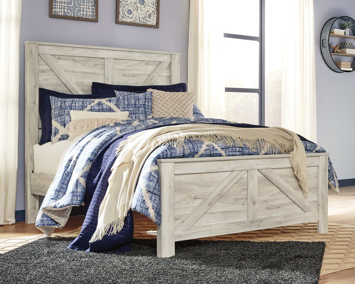 J&M Furniture - Ashley Furniture - Bellaby Queen Crossbuck Panel Bed - Queen Crossbuck Panel Bed / Whitewash - B331B6