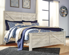 J&M Furniture - Ashley Furniture - Bellaby King Crossbuck Panel Bed - King Crossbuck Panel Bed / Whitewash - B331B10