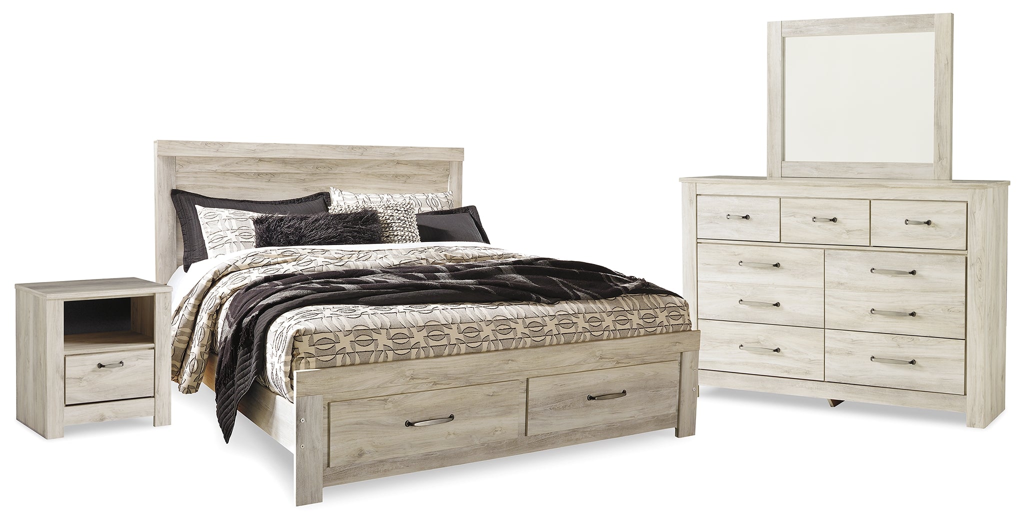 J&M Furniture - Ashley Furniture - Bellaby King Panel Storage Bed, Dresser, Mirror and Nightstand - King Panel Storage Bed, Dresser, Mirror and Nightstand - B331B12