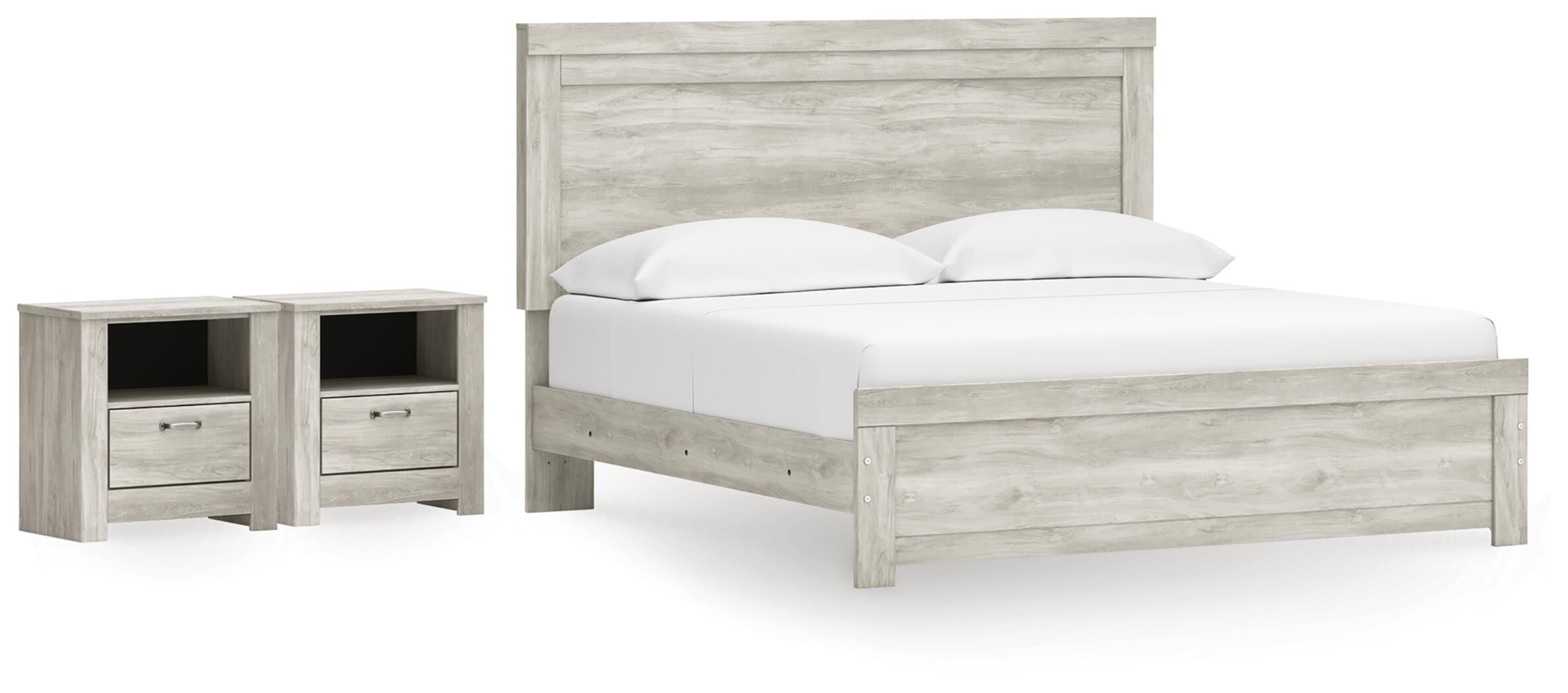 J&M Furniture - Ashley Furniture - Bellaby King Panel Bed and 2 Nightstands - King Panel Bed and 2 Nightstands - B331B25