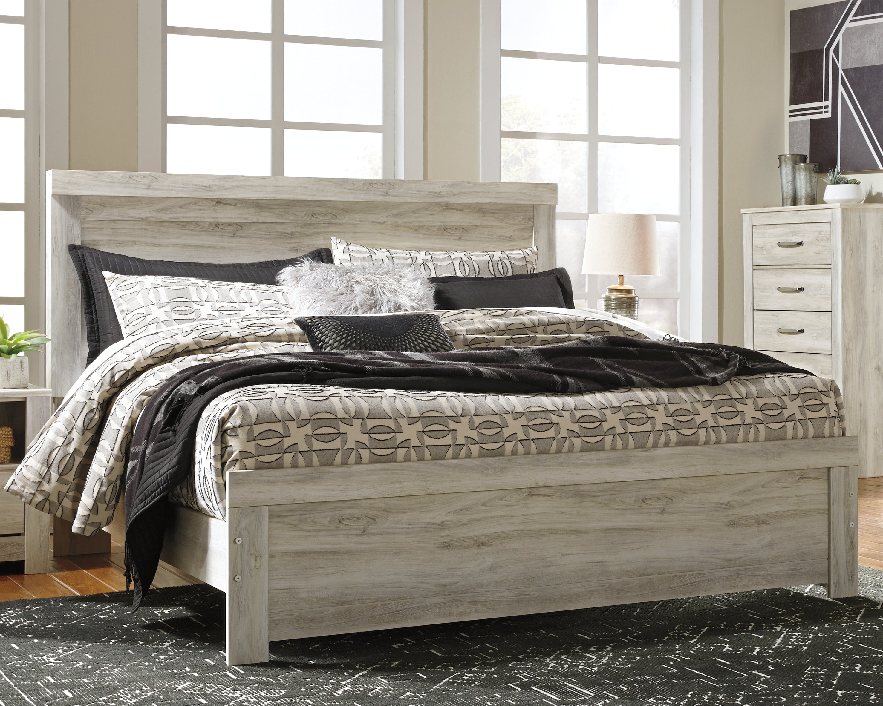 J&M Furniture - Ashley Furniture - Bellaby King Panel Bed - King Panel Bed / Whitewash - B331B8