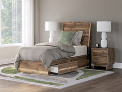 J&M Furniture - Ashley Furniture - Chirason Twin Panel Bed with Storage - Twin Panel Bed with Storage / Brown - PCB3367B27