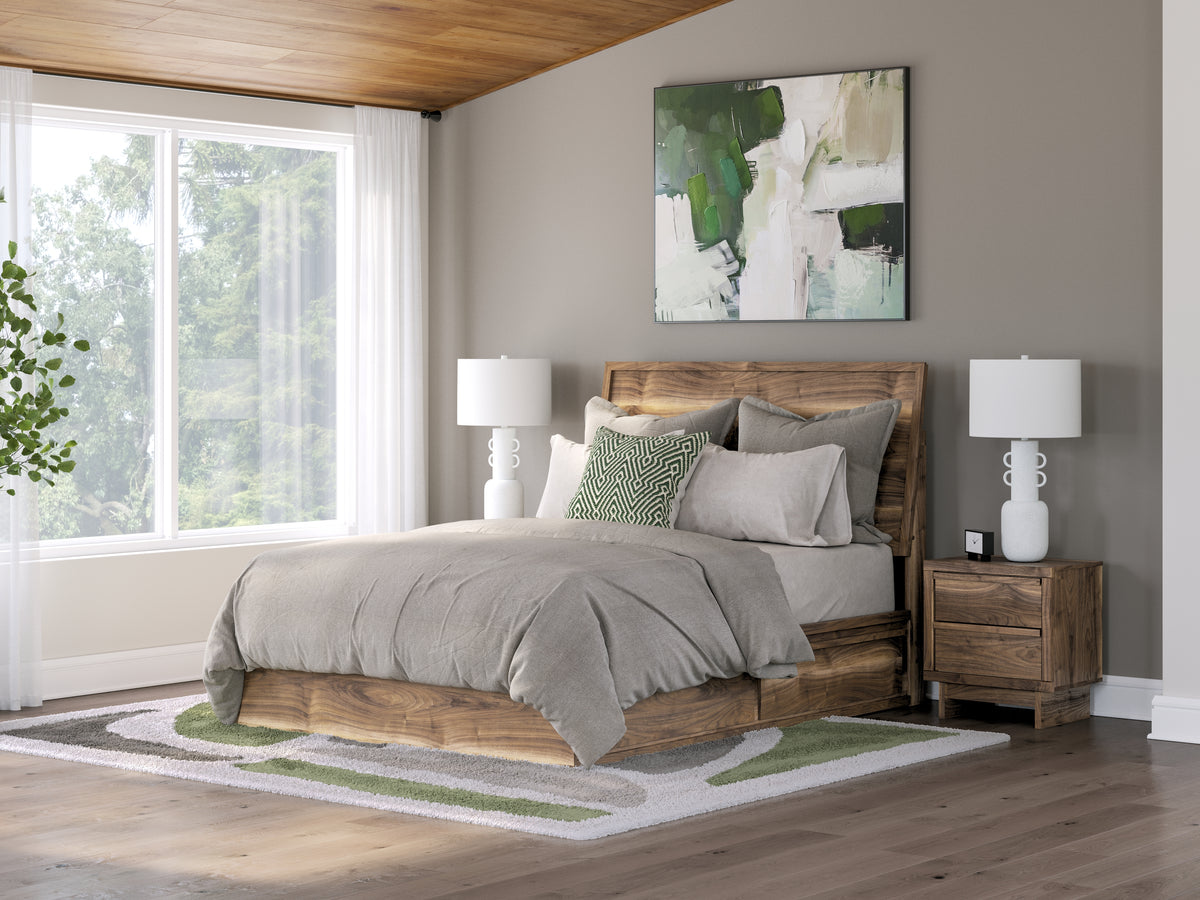 J&M Furniture - Ashley Furniture - Chirason Queen Panel Bed with Storage - Queen Panel Bed with Storage / Brown - PCB3367B4