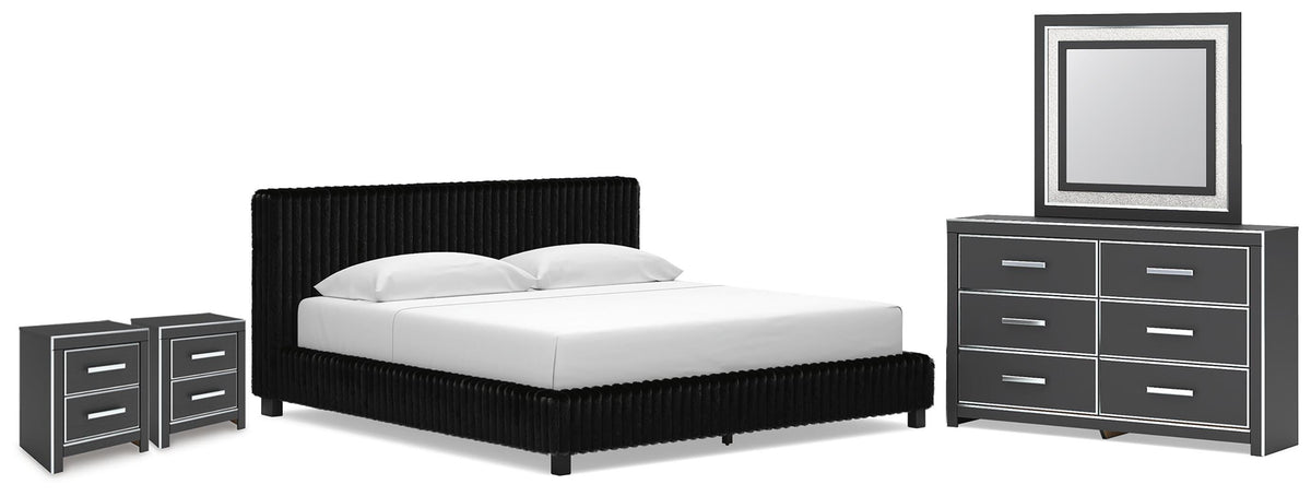 J&M Furniture - Ashley Furniture - Zuraleus King Upholstered Bed, Dresser, Mirror and 2 Nightstands - King Upholstered Bed, Dresser, Mirror and 2 Nightstands - PCB3380B23