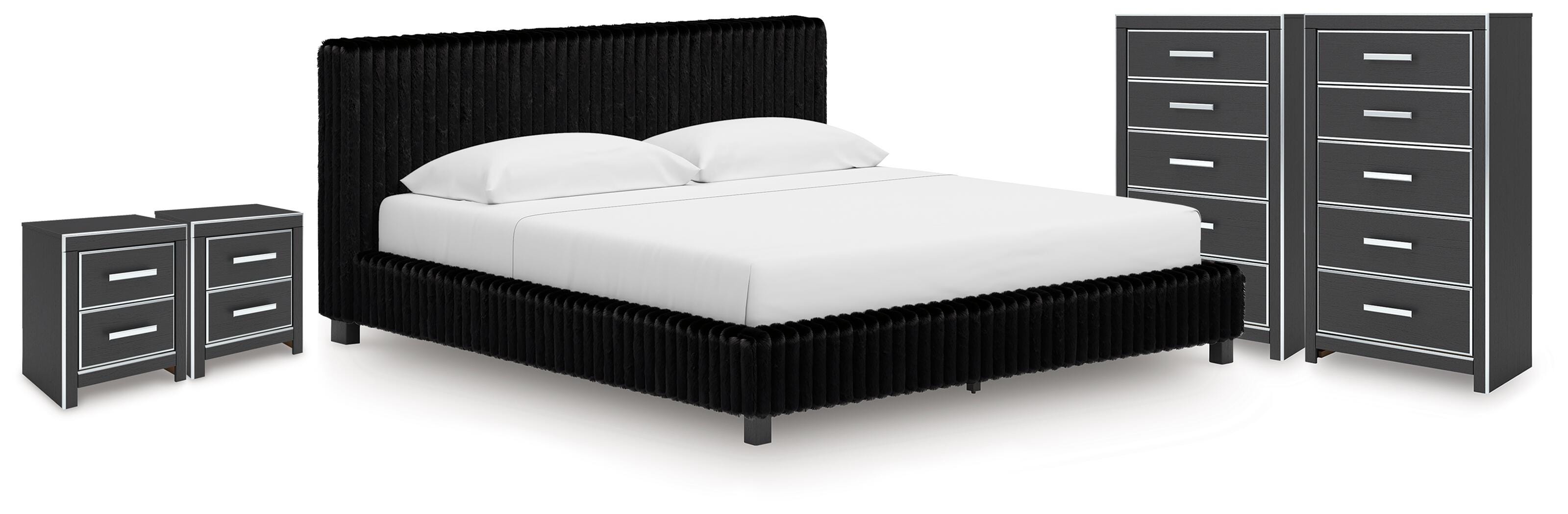 J&M Furniture - Ashley Furniture - Zuraleus King Upholstered Bed, 2 Chests and 2 Nightstands - King Upholstered Bed, 2 Chests and 2 Nightstands - PCB3380B24