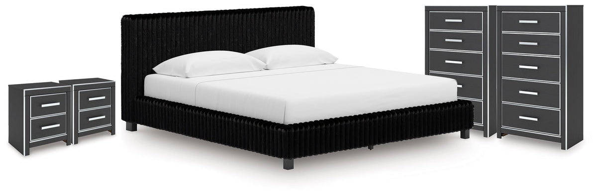 J&M Furniture - Ashley Furniture - Zuraleus King Upholstered Bed, 2 Chests and 2 Nightstands - King Upholstered Bed, 2 Chests and 2 Nightstands - PCB3380B24