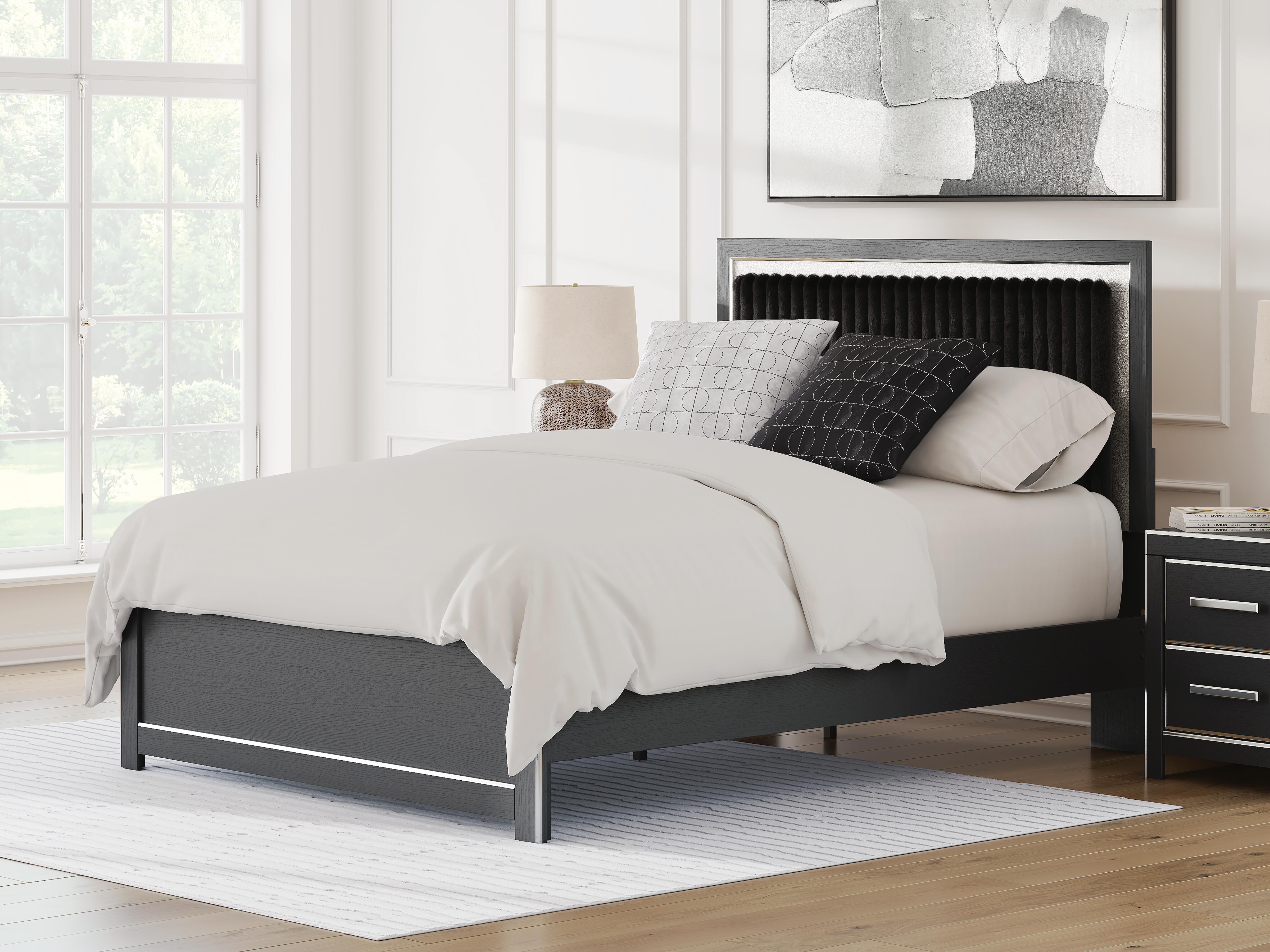 J&M Furniture - Ashley Furniture - Zuraleus Queen Upholstered Panel Platform Bed - Queen Upholstered Platform Bed / Black - PCB3380B2