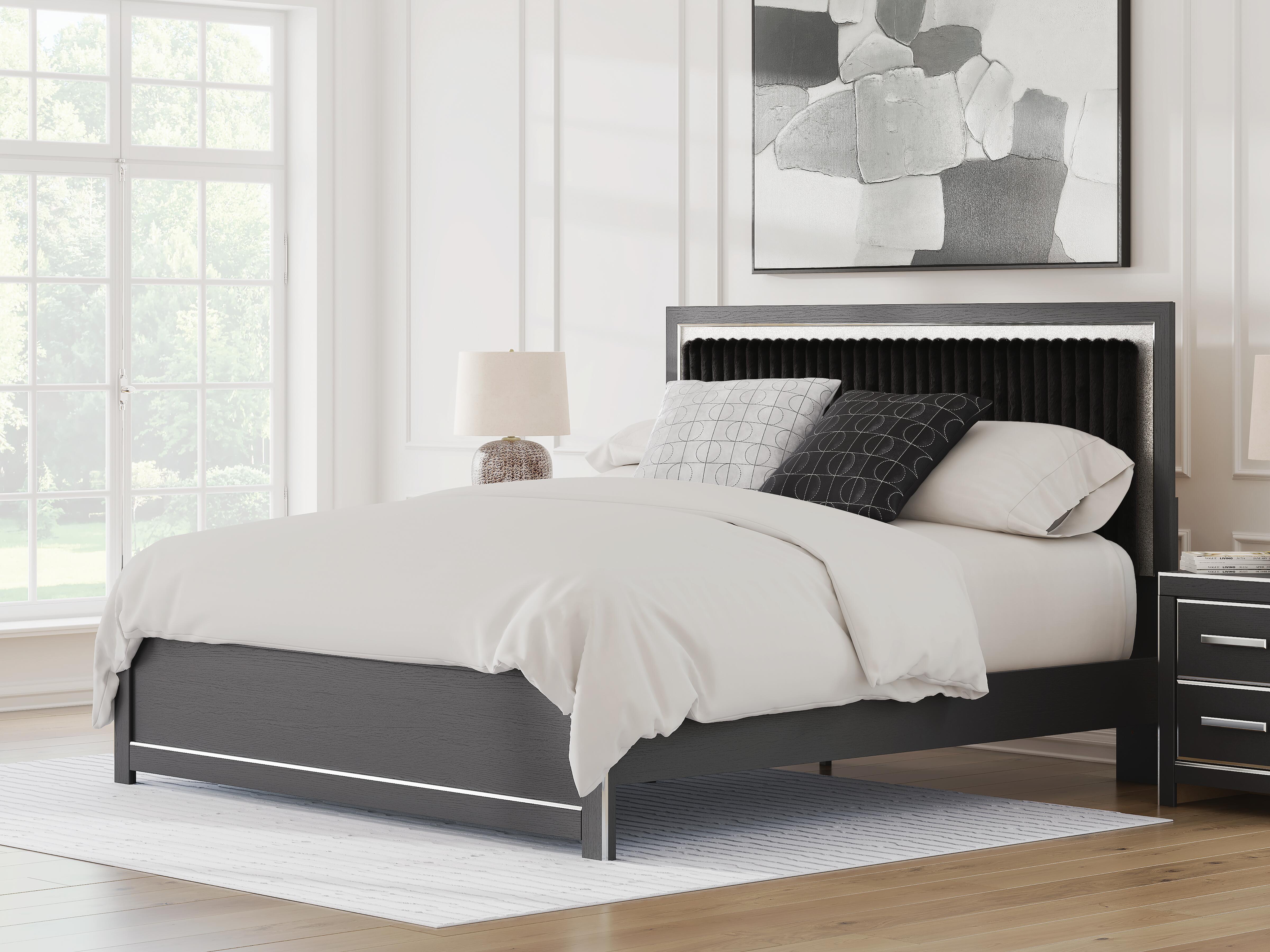 J&M Furniture - Ashley Furniture - Zuraleus King Upholstered Panel Platform Bed - King Upholstered Platform Bed / Black - PCB3380B10