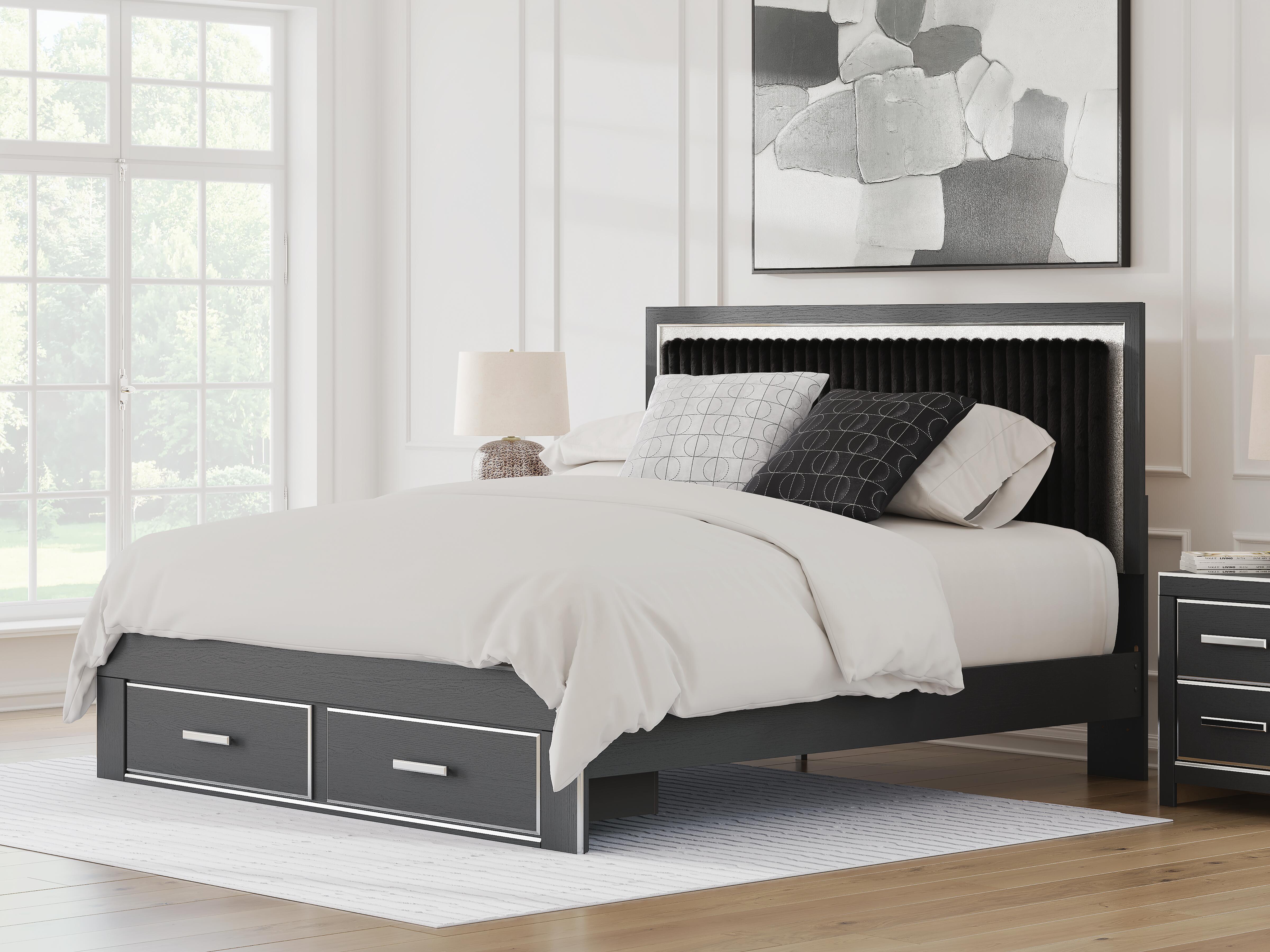 J&M Furniture - Ashley Furniture - Zuraleus King Upholstered Panel Platform Storage Bed - King Upholstered Panel Storage Bed / Black - PCB3380B11