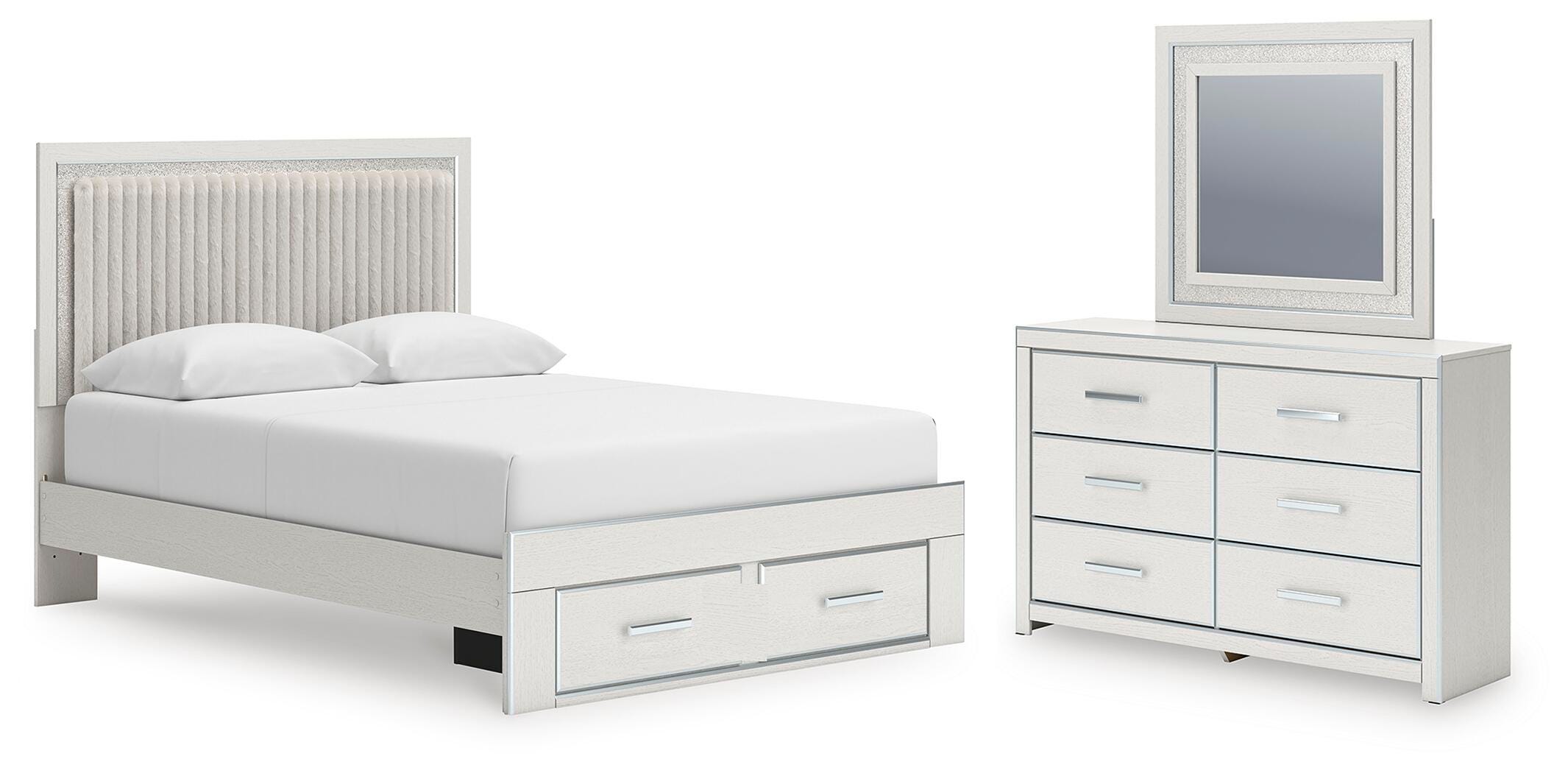 J&M Furniture - Ashley Furniture - Zuraleus Queen Upholstered Panel Platform Storage Bed, Dresser and Mirror - Queen Upholstered Panel Platform Storage Bed, Dresser and Mirror - PCB3381B5