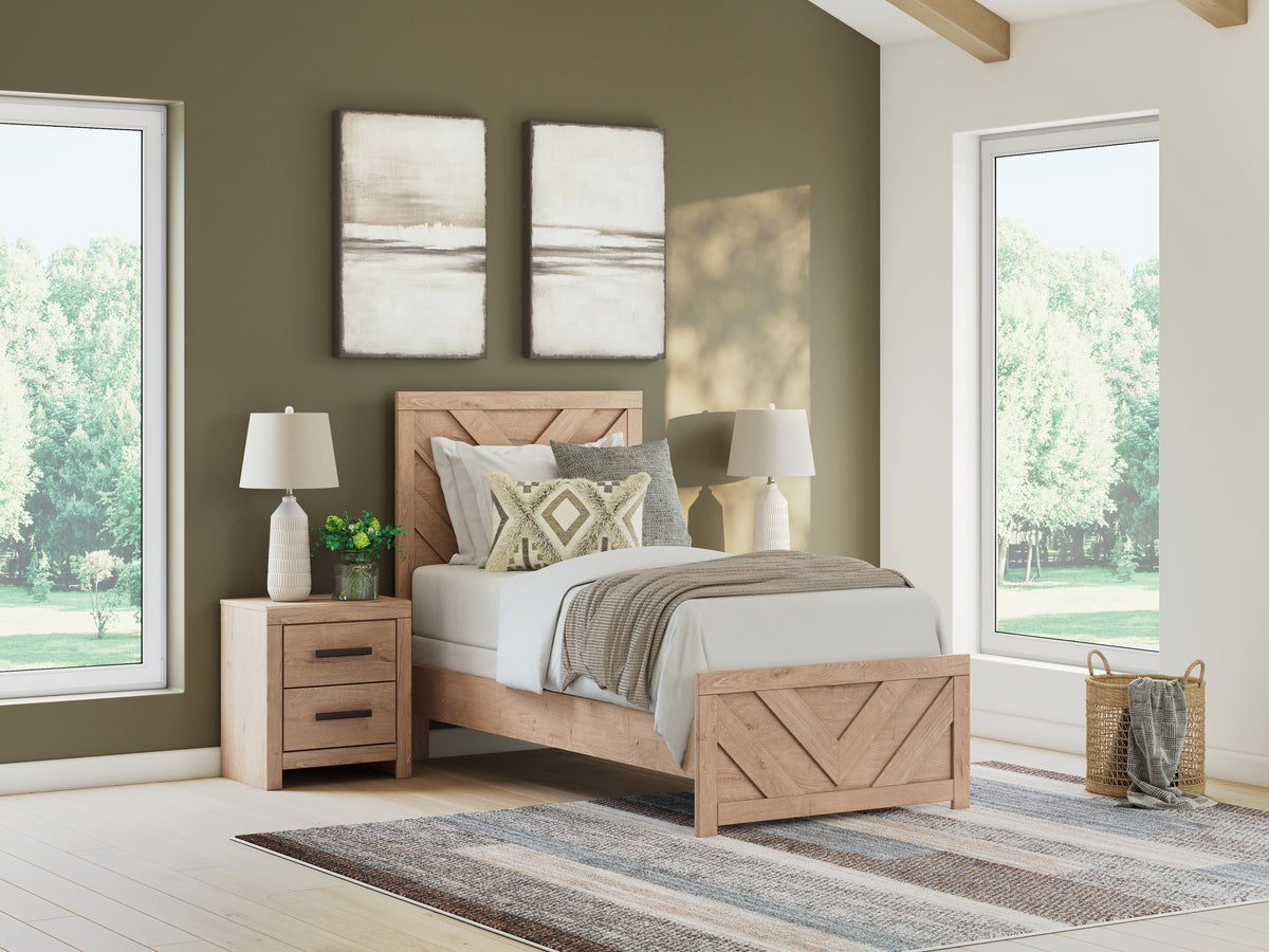 J&M Furniture - Ashley Furniture - Sanginlane Twin Panel Bed - Twin Panel Bed / Tan - B3787B2
