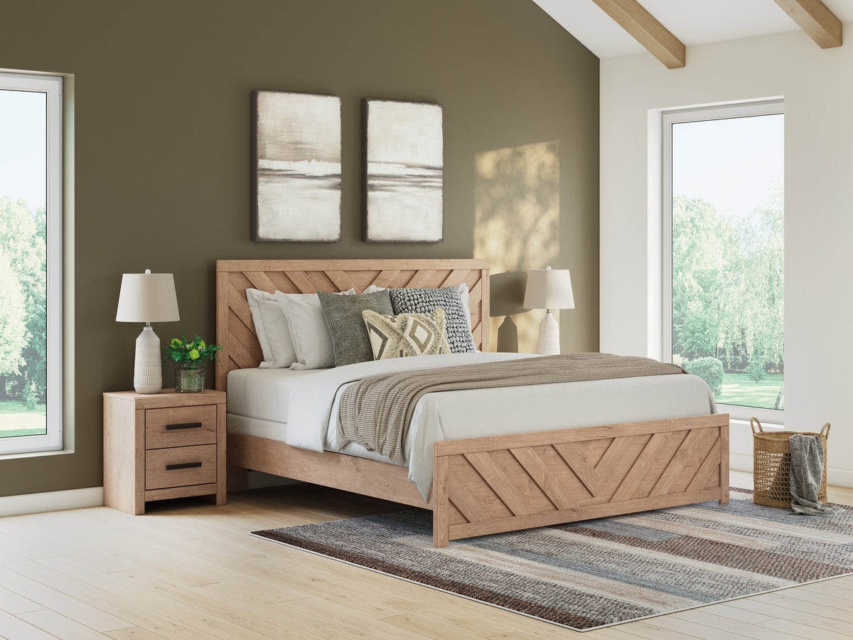 J&M Furniture - Ashley Furniture - Sanginlane King Panel Bed - King Panel Bed / Tan - B3787B8