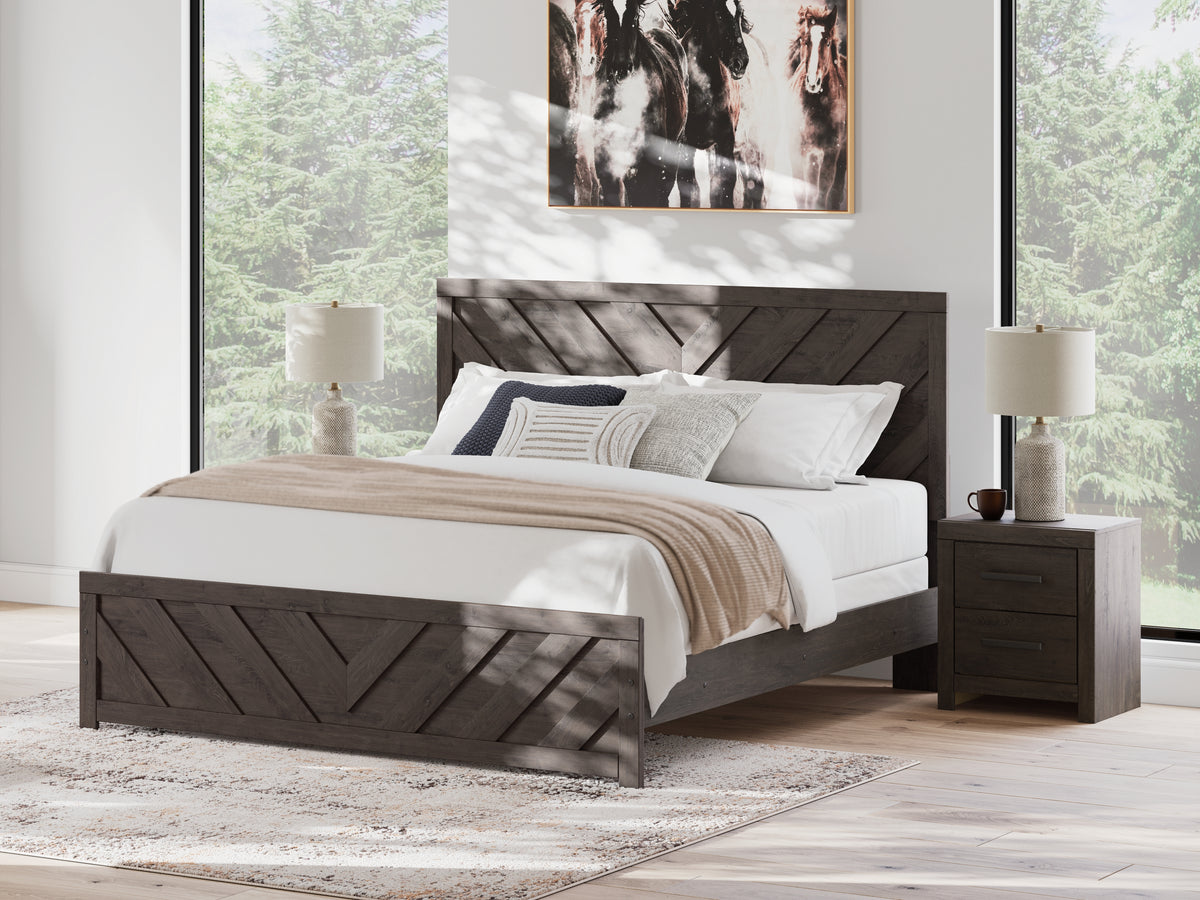 J&M Furniture - Ashley Furniture - Prendonea King Panel Bed - King Panel Bed / Charcoal - B3789B8