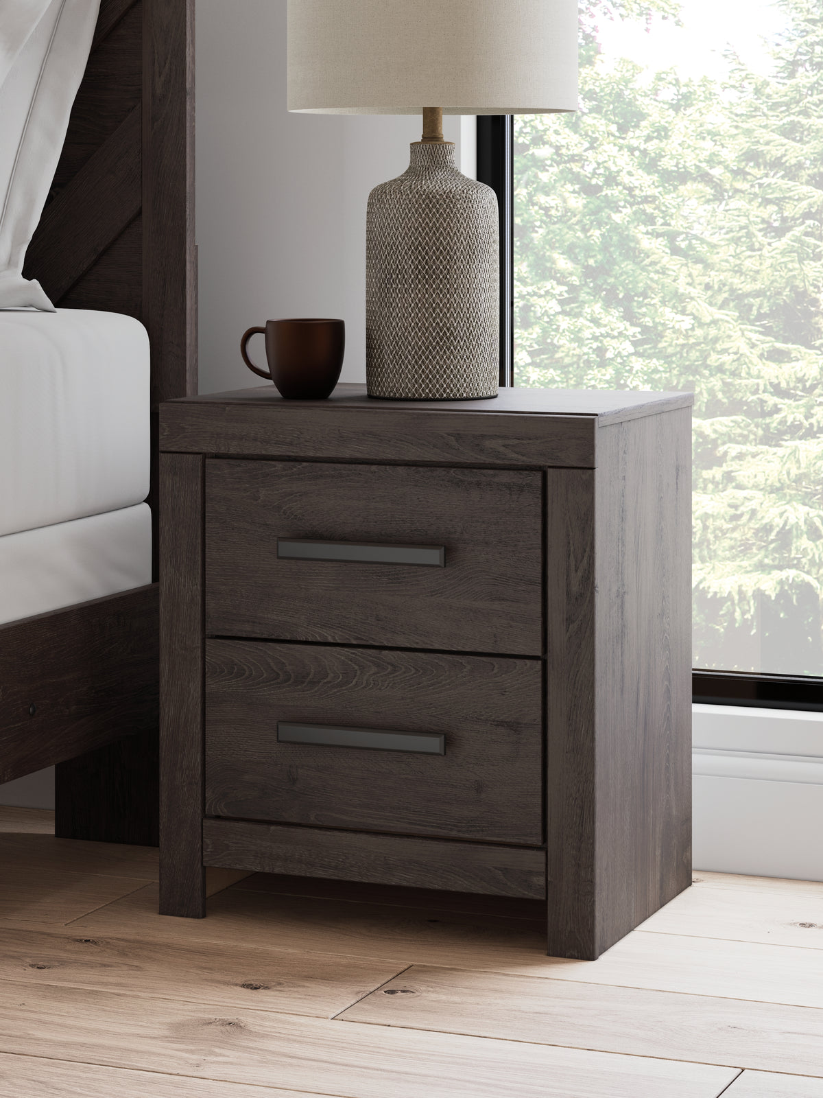 J&M Furniture - Ashley Furniture - Prendonea Nightstand - Two Drawer Night Stand / Charcoal - B3789-92