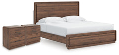 J&M Furniture - Ashley Furniture - Fortlorn King Panel Bed and 2 Nightstands - King Panel Bed and 2 Nightstands - PCB386B9