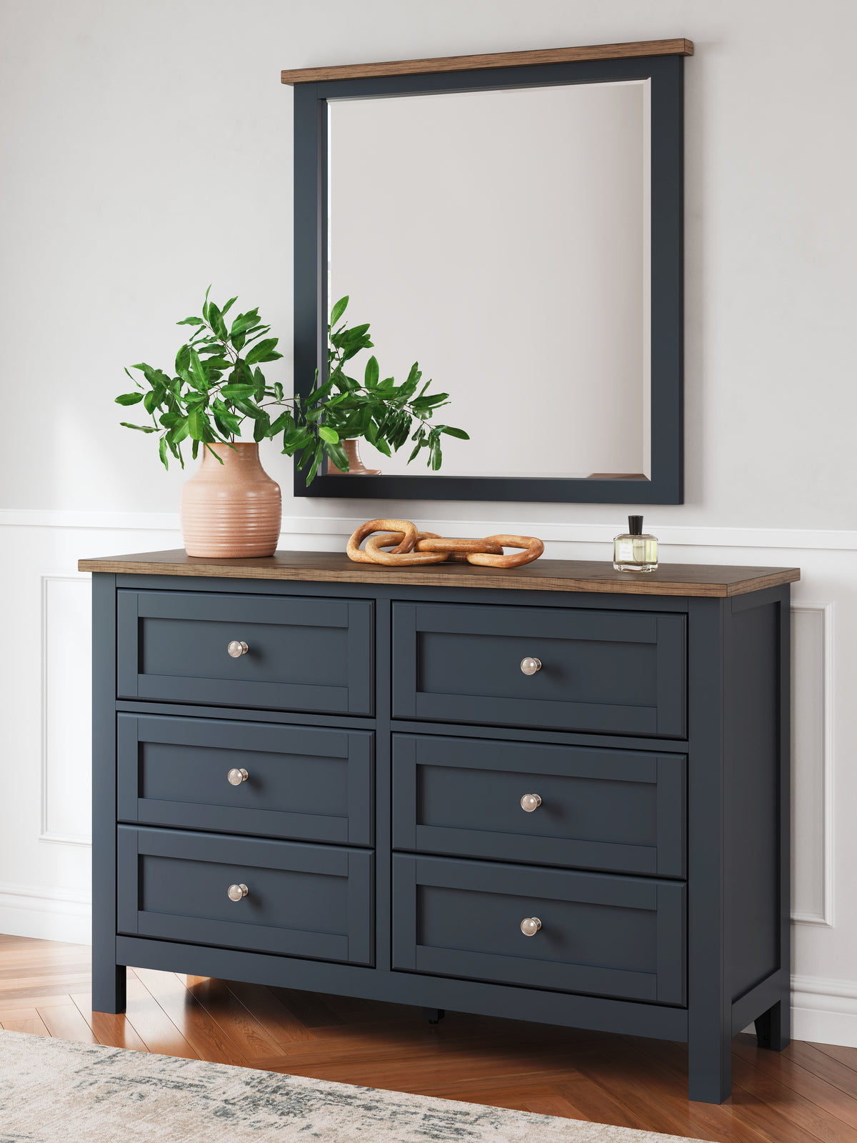 J&M Furniture - Ashley Furniture - Landocken Dresser and Mirror - Dresser and Mirror / Brown/Blue - B414B1