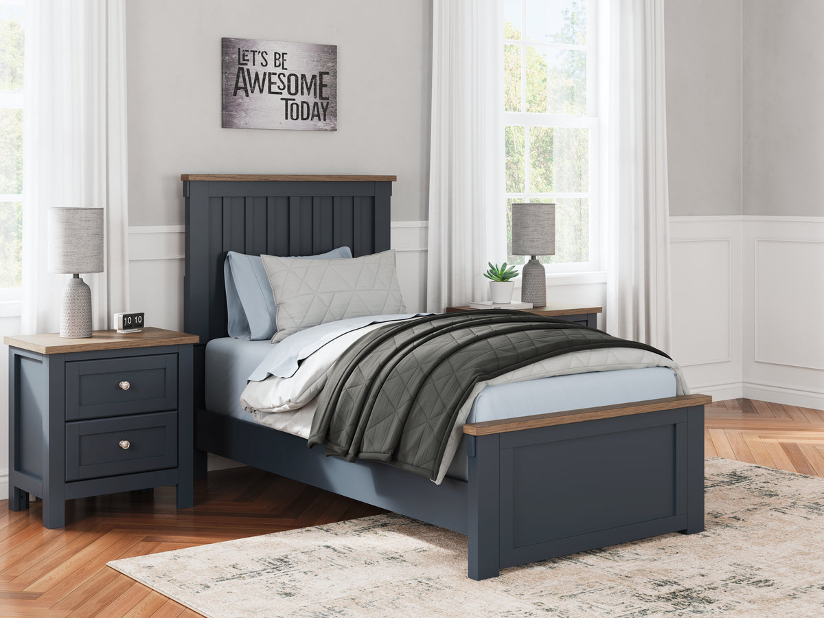 J&M Furniture - Ashley Furniture - Landocken Twin Panel Bed - Twin Panel Bed / Brown/Blue - B414B2