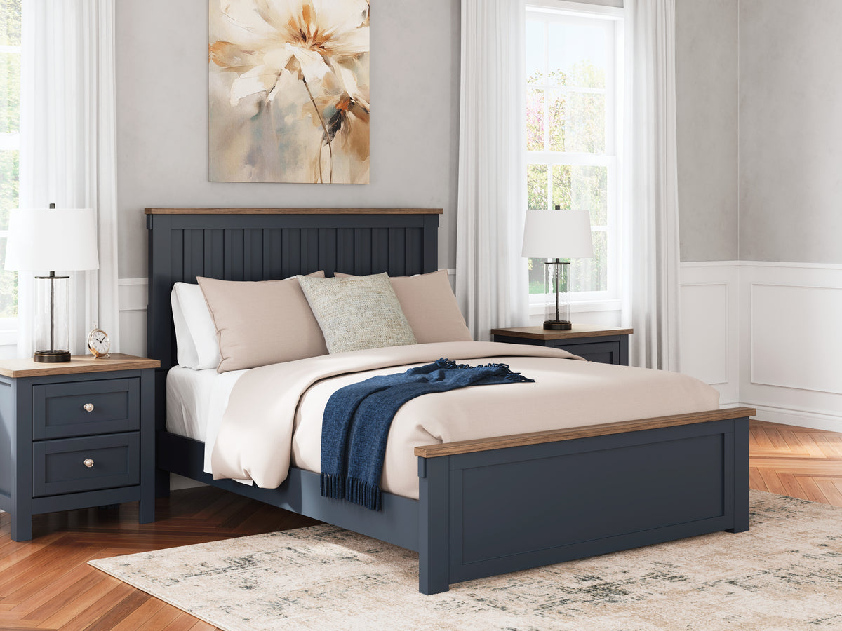 J&M Furniture - Ashley Furniture - Landocken Queen Panel Bed - Queen Panel Bed / Brown/Blue - B414B10