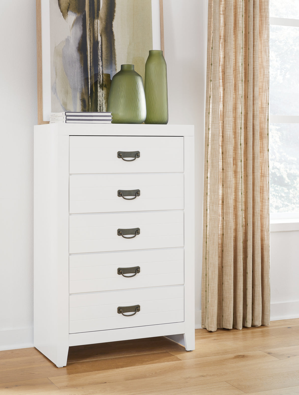 J&M Furniture - Ashley Furniture - Binterglen Chest of Drawers - Five Drawer Chest / White - B427-46