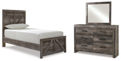 J&M Furniture - Ashley Furniture - Wynnlow Twin Crossbuck Panel Bed, Dresser and Mirror - Twin Crossbuck Panel Bed, Dresser and Mirror - B440B20