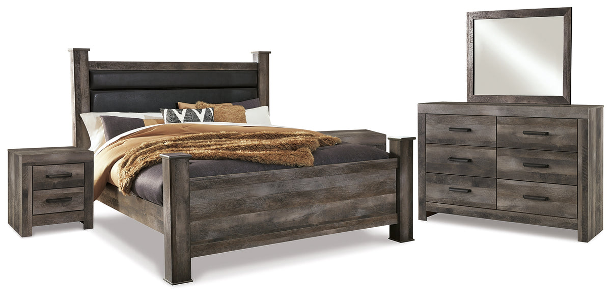 J&M Furniture - Ashley Furniture - Wynnlow King Poster Bed, Dresser, Mirror and 2 Nightstands - King Poster Bed, Dresser, Mirror and 2 Nightstands - B440B35