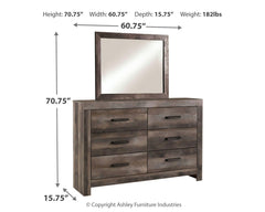 Wynnlow Queen Upholstered Poster Bed, Dresser and Mirror