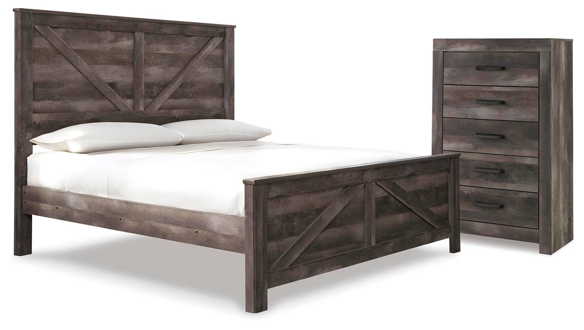 J&M Furniture - Ashley Furniture - Wynnlow King Crossbuck Panel Bed and Chest - King Crossbuck Panel Bed and Chest - B440B43