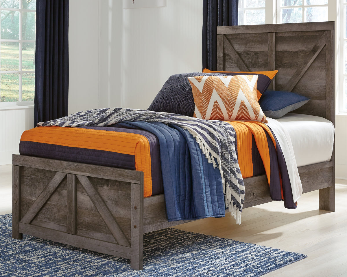 J&M Furniture - Ashley Furniture - Wynnlow Twin Crossbuck Panel Bed - Twin Crossbuck Panel Bed / Gray - B440B16
