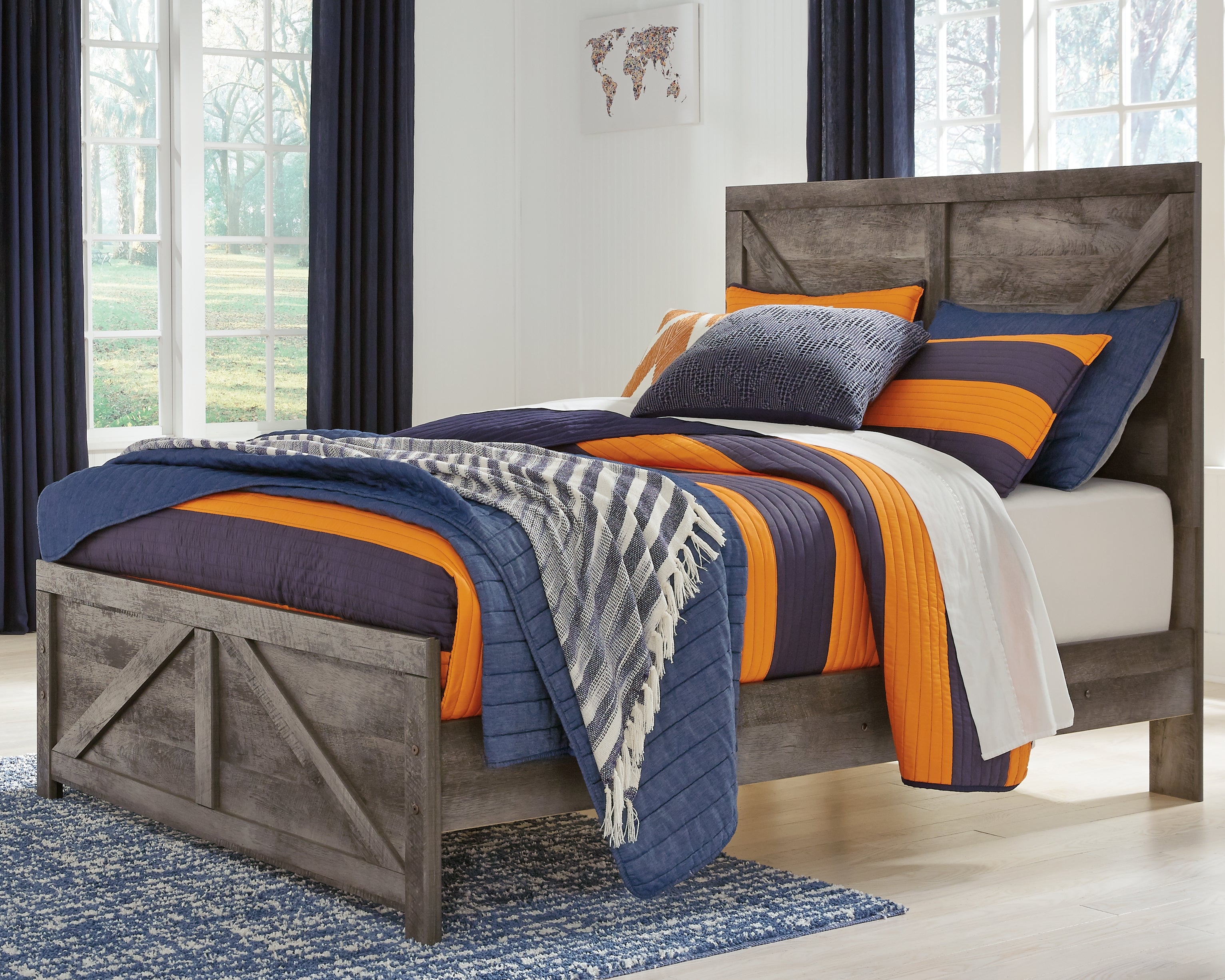 J&M Furniture - Ashley Furniture - Wynnlow Full Crossbuck Panel Bed - Full Crossbuck Panel Bed / Gray - B440B17