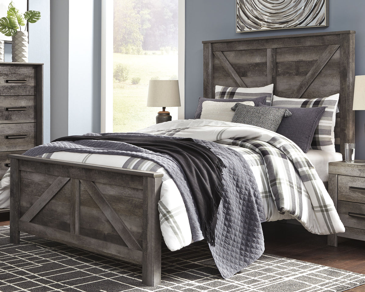 J&M Furniture - Ashley Furniture - Wynnlow Queen Crossbuck Panel Bed - Queen Crossbuck Panel Bed / Gray - B440B9