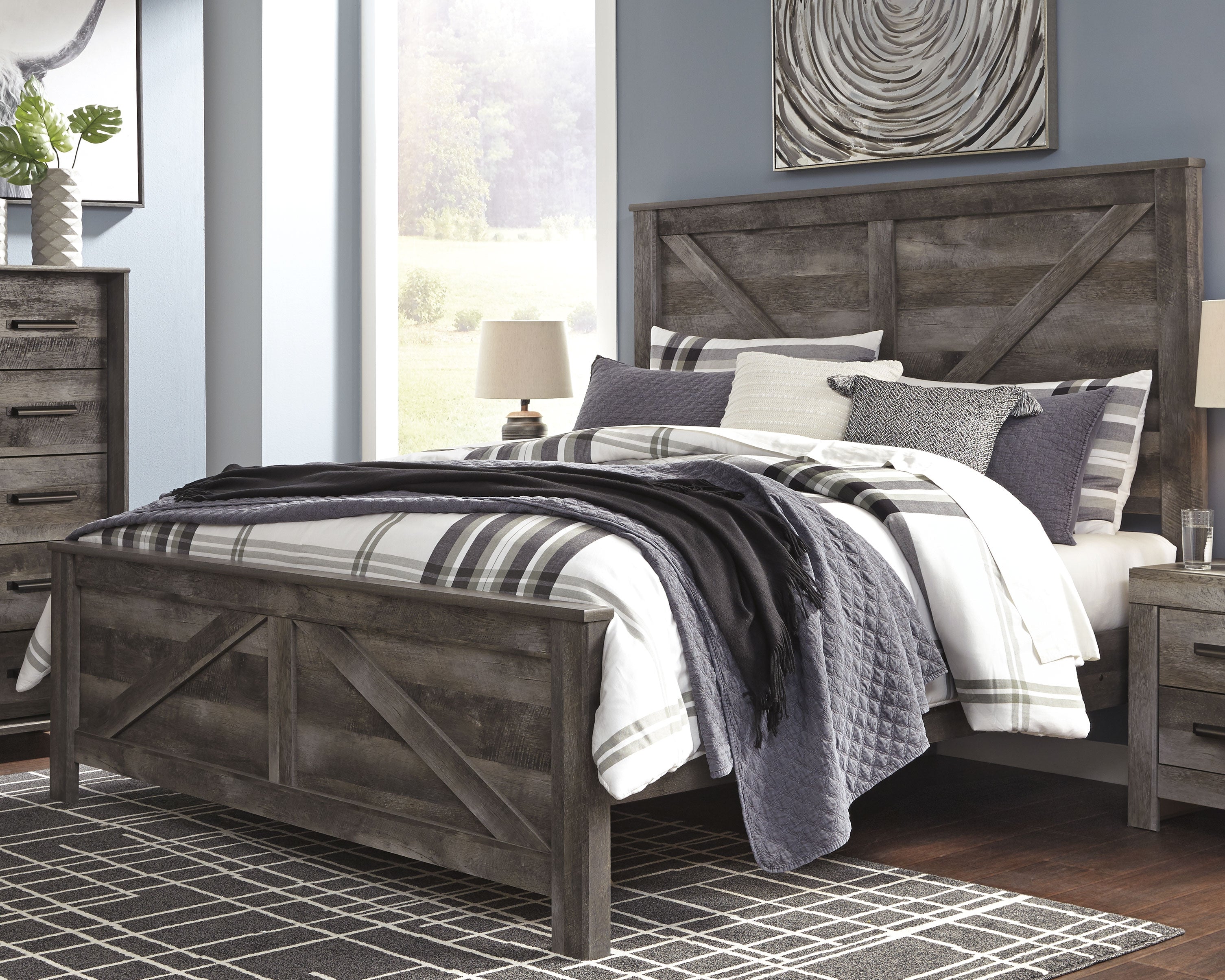 J&M Furniture - Ashley Furniture - Wynnlow King Crossbuck Panel Bed - King Crossbuck Panel Bed / Gray - B440B11
