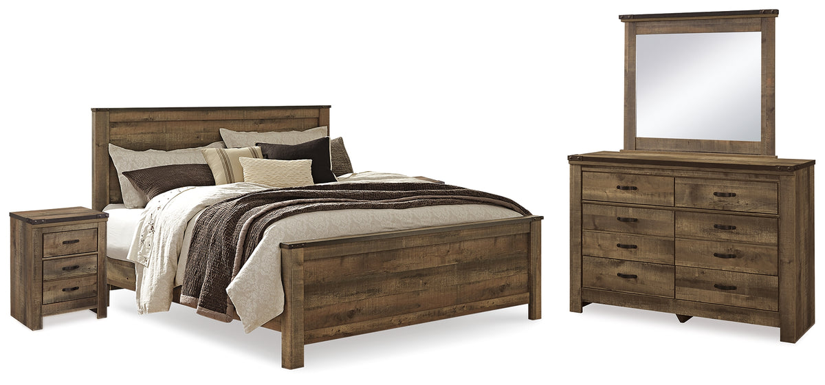 J&M Furniture - Ashley Furniture - Trinell King Panel Bed, Dresser, Mirror and 2 Nightstands - King Panel Bed, Dresser, Mirror and 2 Nightstands - B446B74