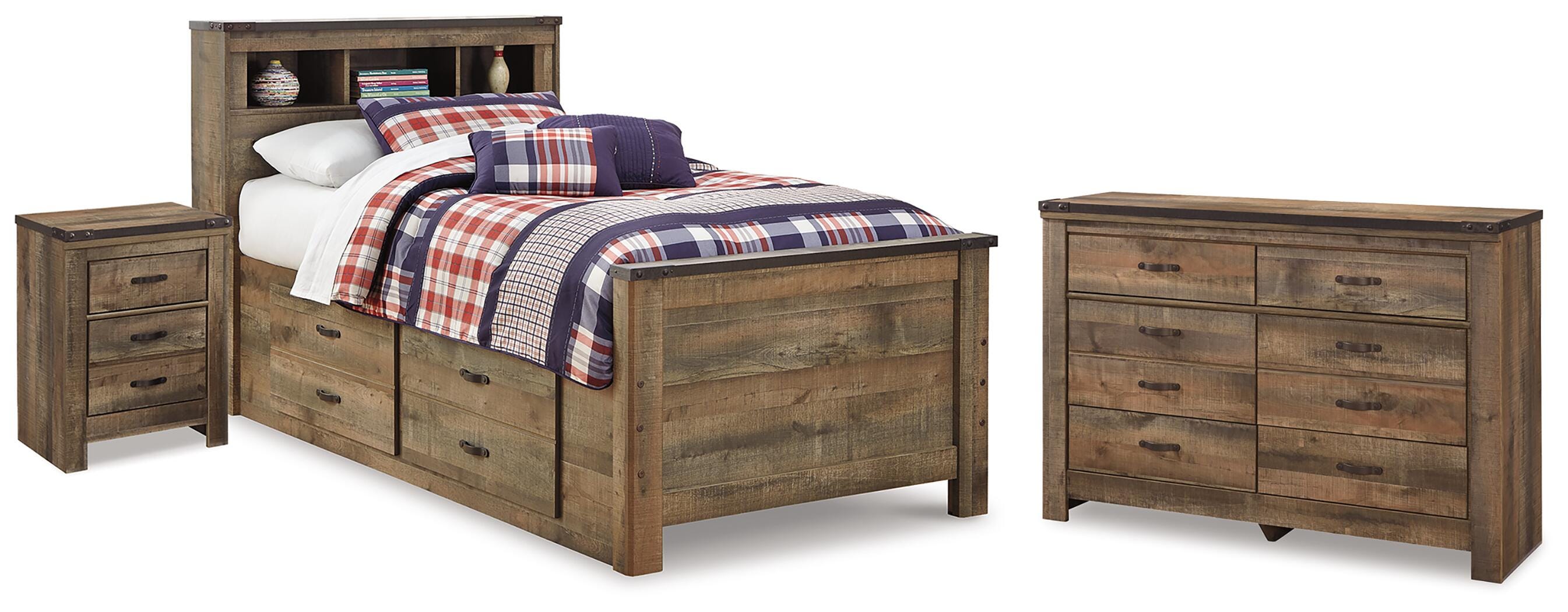 J&M Furniture - Ashley Furniture - Trinell Twin Bookcase Storage Bed, Dresser and Nightstand - Twin Bookcase Storage Bed, Dresser and Nightstand - B446B100