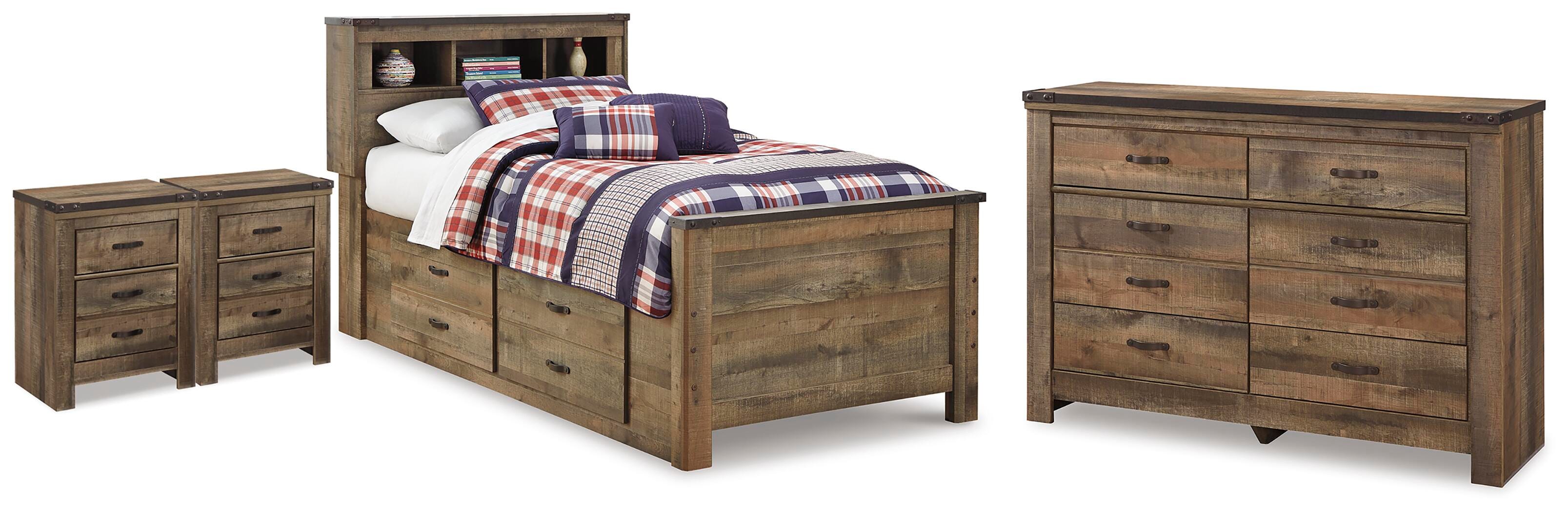 J&M Furniture - Ashley Furniture - Trinell Twin Bookcase Bed, Dresser and 2 Nightstands - Twin Bookcase Bed, Dresser and 2 Nightstands - B446B101