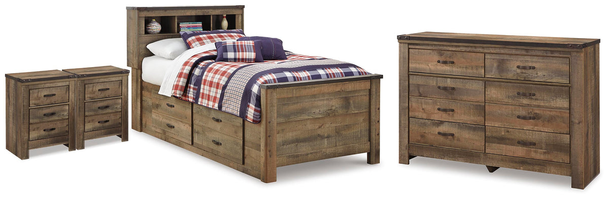 J&M Furniture - Ashley Furniture - Trinell Twin Bookcase Bed, Dresser and 2 Nightstands - Twin Bookcase Bed, Dresser and 2 Nightstands - B446B101