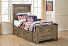 J&M Furniture - Ashley Furniture - Trinell Twin Panel Bed with 2 Storage Drawers - Twin Panel Bed with 2 Storage Drawers / Brown - B446B15