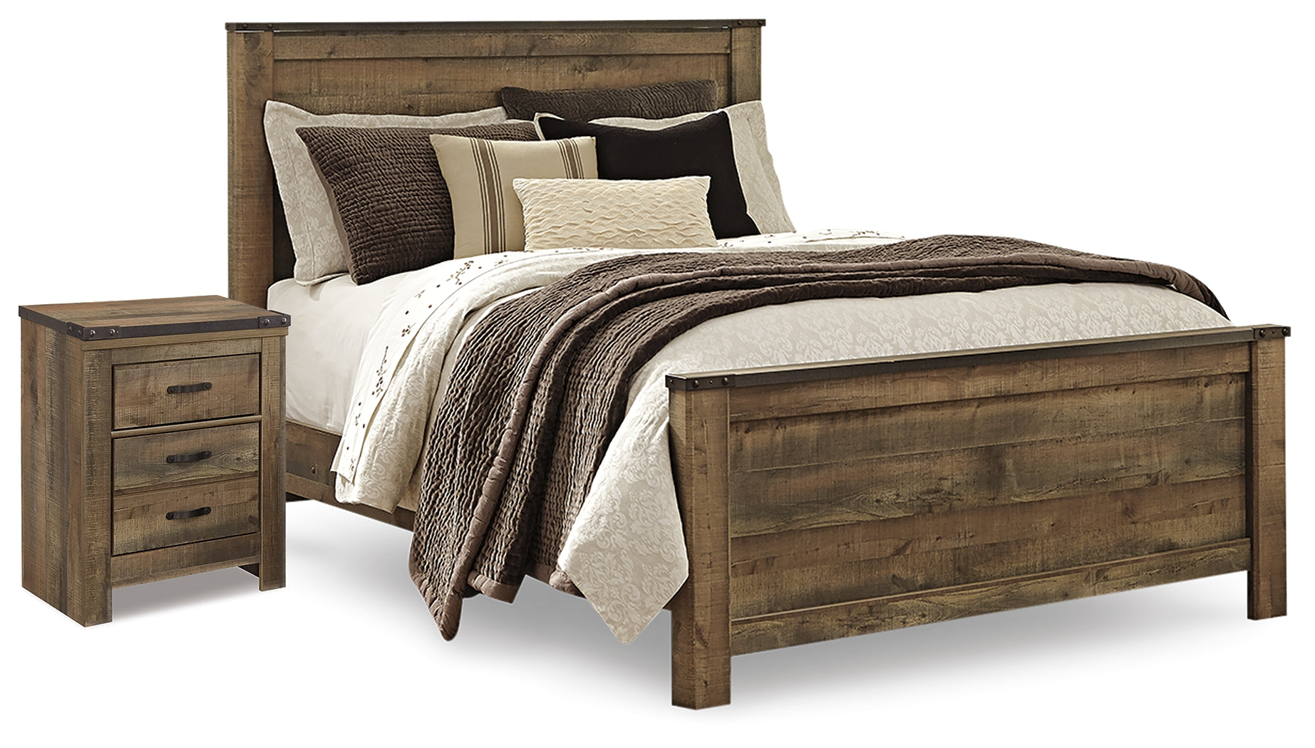 J&M Furniture - Ashley Furniture - Trinell Queen Panel Bed and Nightstand - Queen Panel Bed and Nightstand - B446B58