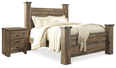 J&M Furniture - Ashley Furniture - Trinell Queen Poster Bed and Nightstand - Queen Poster Bed and Nightstand - B446B62