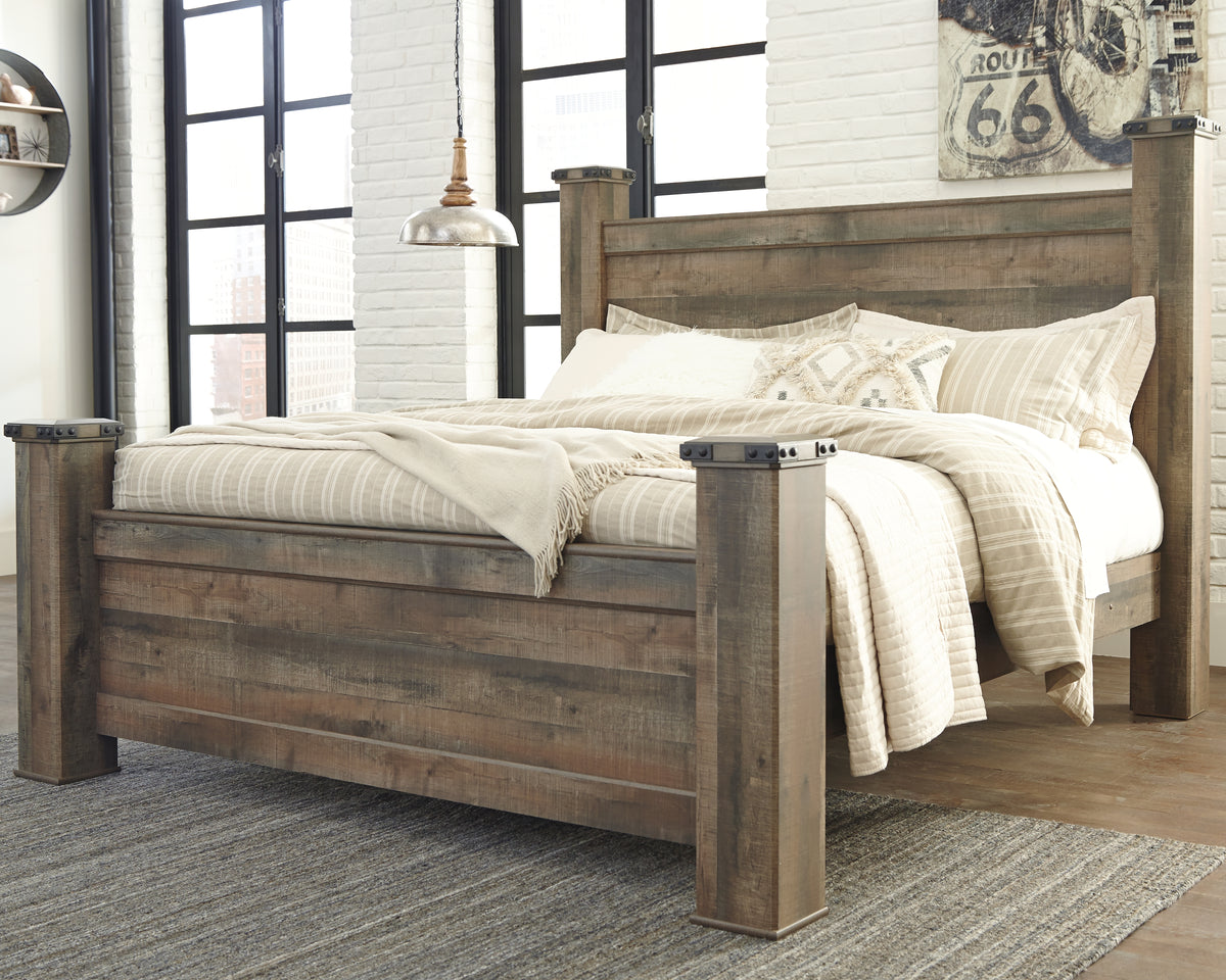 J&M Furniture - Ashley Furniture - Trinell King Poster Bed - King Poster Bed / Brown - B446B45