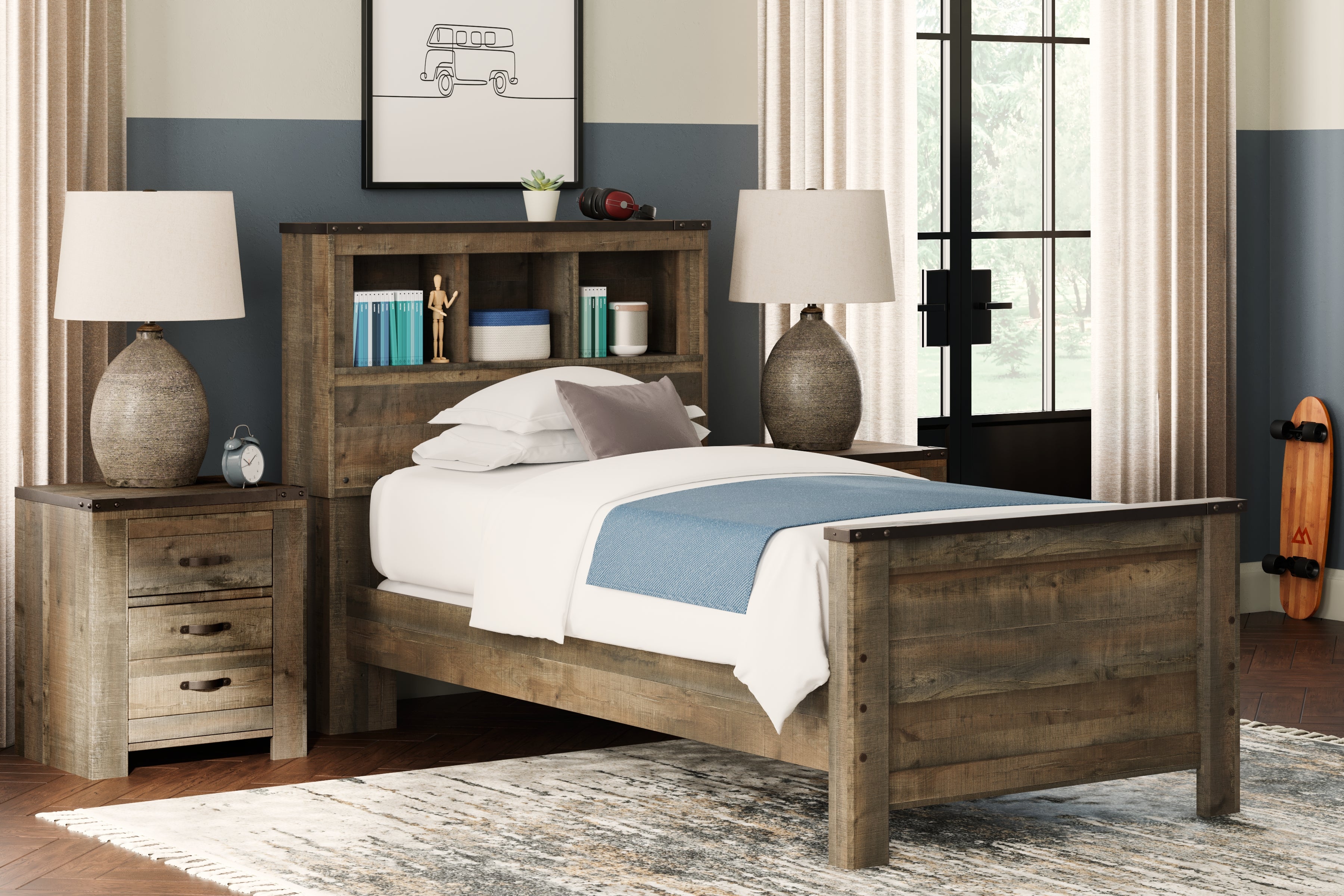 J&M Furniture - Ashley Furniture - Trinell Twin Bookcase Bed - Twin Bookcase Bed / Brown - B446B21
