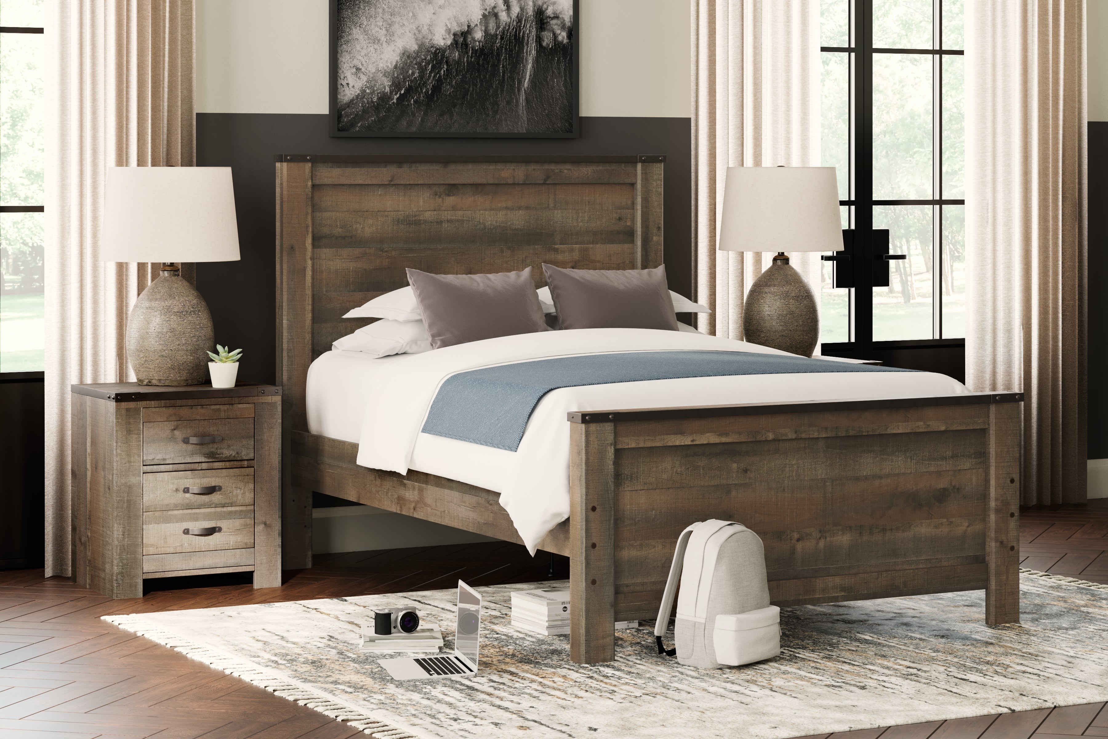 J&M Furniture - Ashley Furniture - Trinell Full Panel Bed - Full Panel Bed / Brown - B446B3