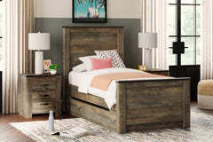 J&M Furniture - Ashley Furniture - Trinell Twin Panel Bed with 1 Large Storage Drawer - Twin Panel Bed with 1 Large Storage Drawer / Brown - B446B8