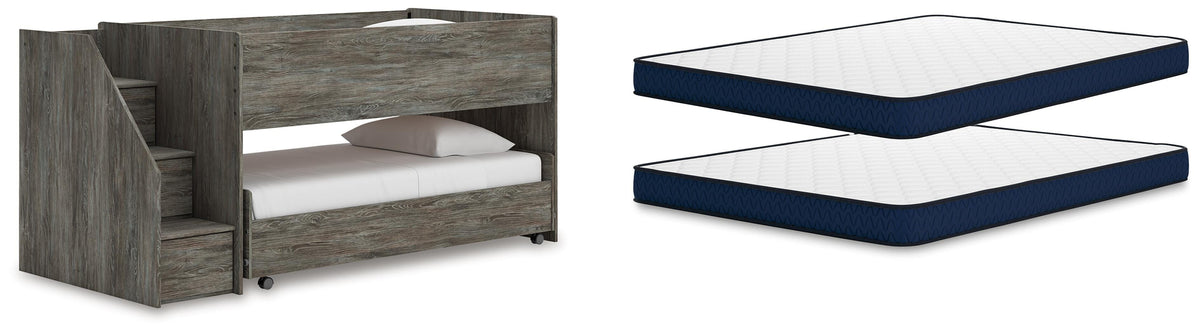 J&M Furniture - Ashley Furniture - Frandern Twin Over Twin Loft Bed and Mattresses - Twin Over Twin Loft Bed and Mattresses - B4480B27